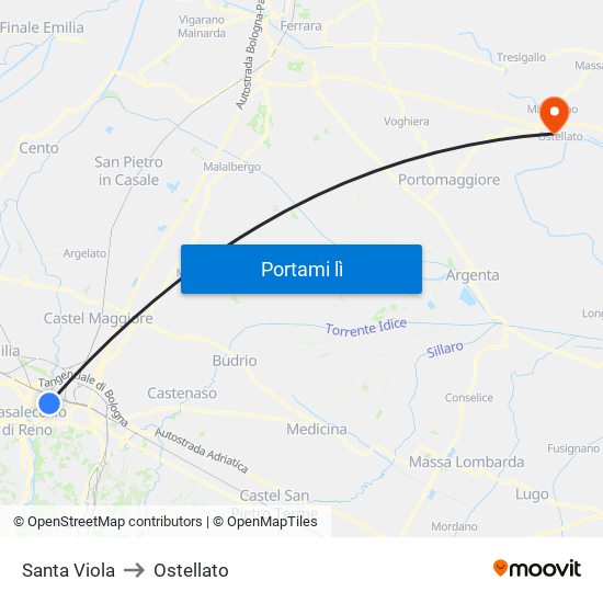 Santa Viola to Ostellato map