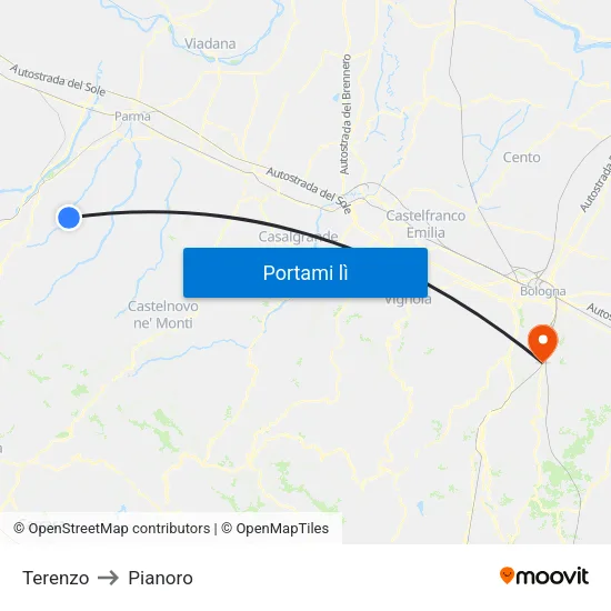 Terenzo to Pianoro map