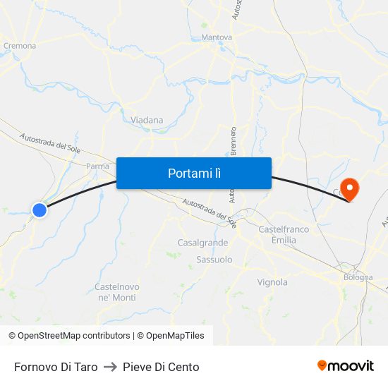 Fornovo Di Taro to Pieve Di Cento map