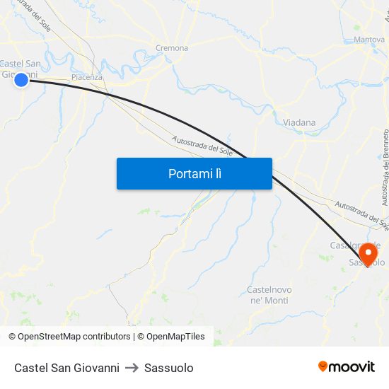 Castel San Giovanni to Sassuolo map