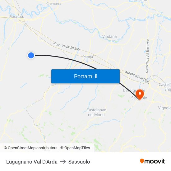 Lugagnano Val D'Arda to Sassuolo map