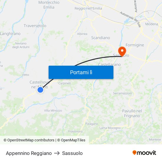 Appennino Reggiano to Sassuolo map