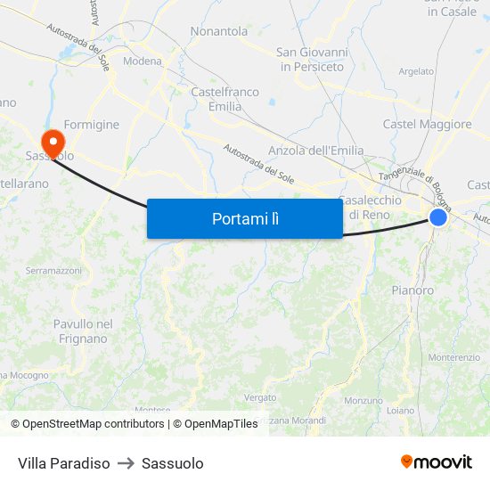 Villa Paradiso to Sassuolo map