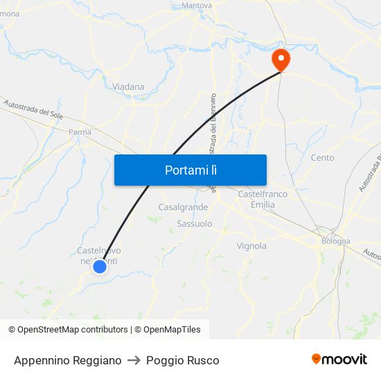 Appennino Reggiano to Poggio Rusco map