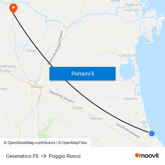 Cesenatico FS to Poggio Rusco map