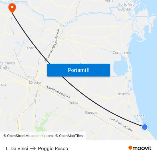 L. Da Vinci to Poggio Rusco map