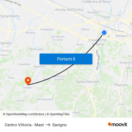 Centro Vittoria - Mast to Savigno map