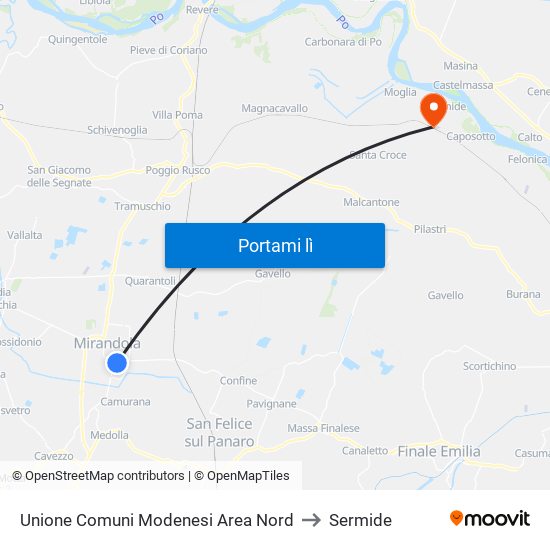 Unione Comuni Modenesi Area Nord to Sermide map