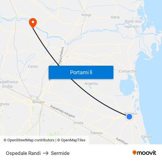 Ospedale Randi to Sermide map