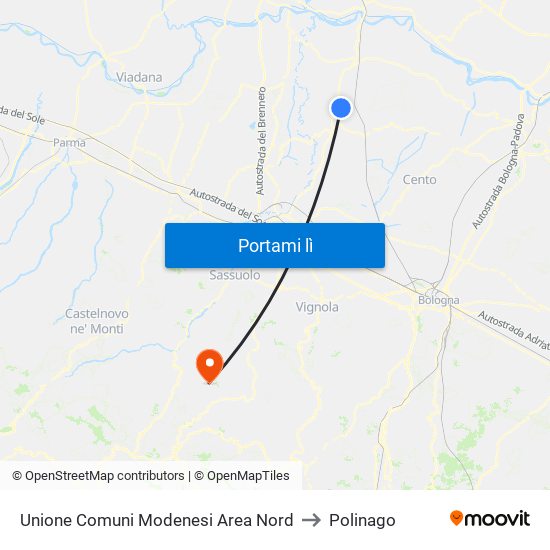 Unione Comuni Modenesi Area Nord to Polinago map