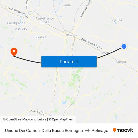 Unione Dei Comuni Della Bassa Romagna to Polinago map