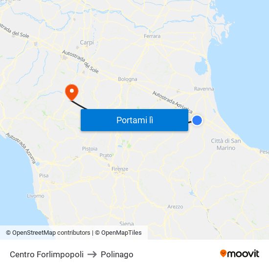 Centro Forlimpopoli to Polinago map