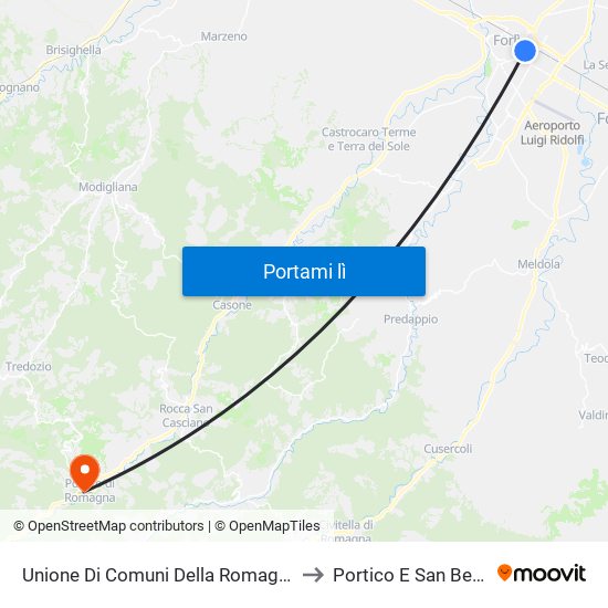 Unione Di Comuni Della Romagna Forlivese to Portico E San Benedetto map