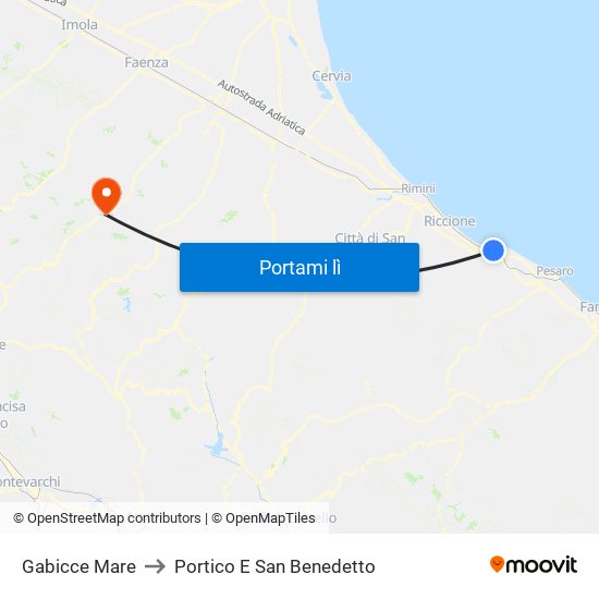 Gabicce Mare to Portico E San Benedetto map