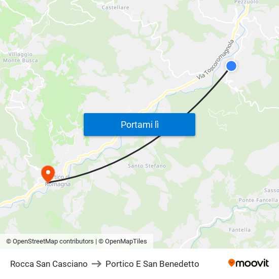 Rocca San Casciano to Portico E San Benedetto map