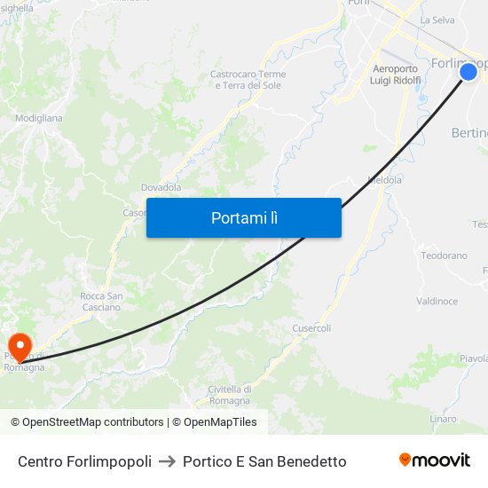 Centro Forlimpopoli to Portico E San Benedetto map