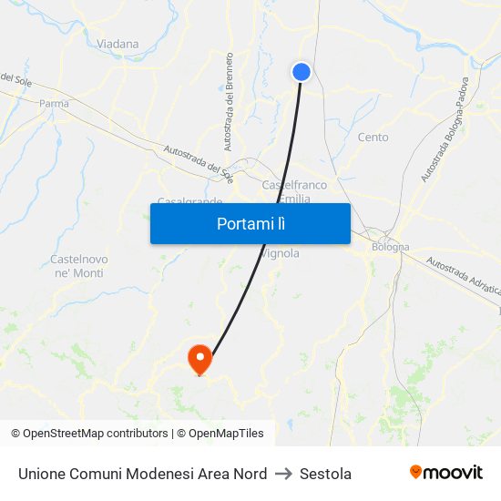 Unione Comuni Modenesi Area Nord to Sestola map