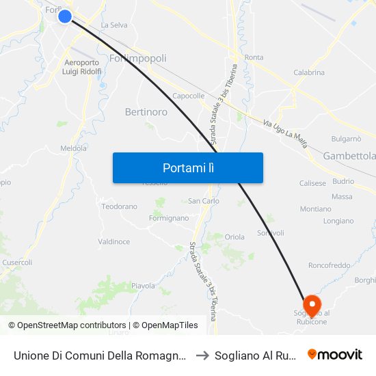 Unione Di Comuni Della Romagna Forlivese to Sogliano Al Rubicone map