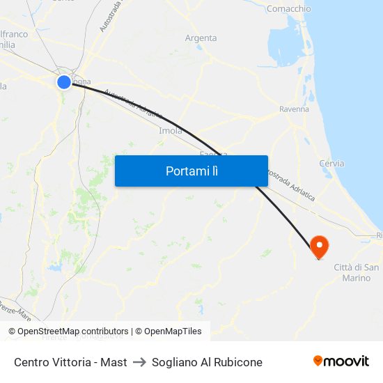 Centro Vittoria - Mast to Sogliano Al Rubicone map