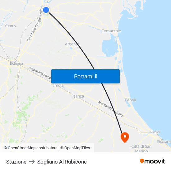 Stazione to Sogliano Al Rubicone map