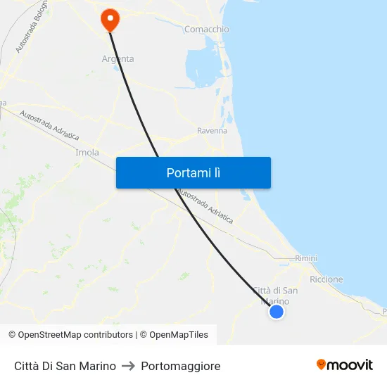 Città Di San Marino to Portomaggiore map