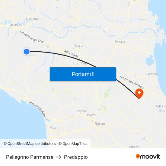 Pellegrino Parmense to Predappio map
