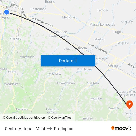 Centro Vittoria - Mast to Predappio map