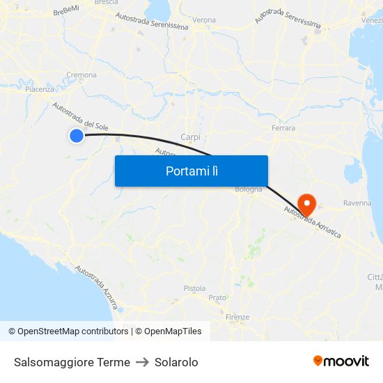 Salsomaggiore Terme to Solarolo map