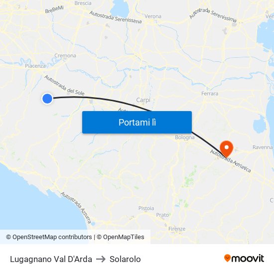 Lugagnano Val D'Arda to Solarolo map