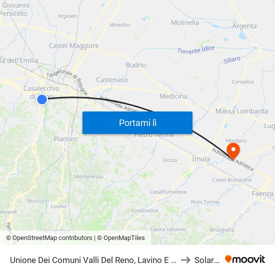 Unione Dei Comuni Valli Del Reno, Lavino E Samoggia to Solarolo map