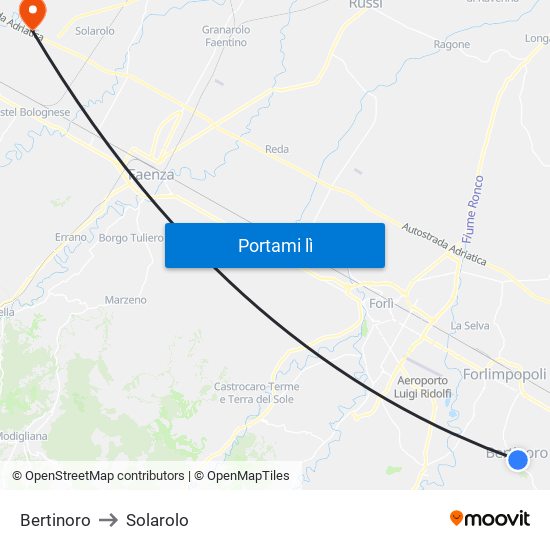 Bertinoro to Solarolo map