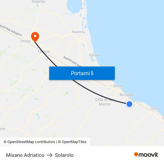 Misano Adriatico to Solarolo map