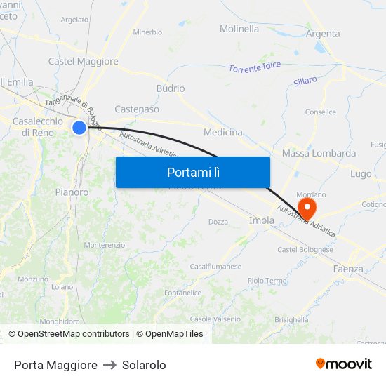 Porta Maggiore to Solarolo map