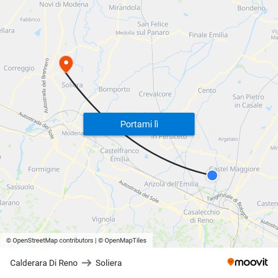 Calderara Di Reno to Soliera map