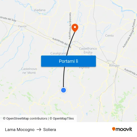 Lama Mocogno to Soliera map