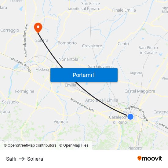 Saffi to Soliera map