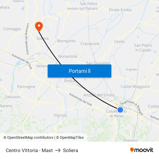 Centro Vittoria - Mast to Soliera map