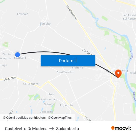 Castelvetro Di Modena to Spilamberto map