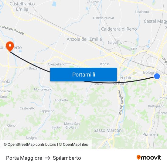 Porta Maggiore to Spilamberto map