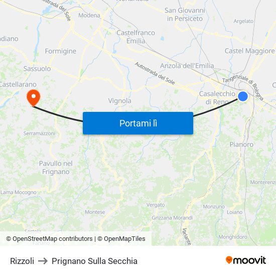Rizzoli to Prignano Sulla Secchia map