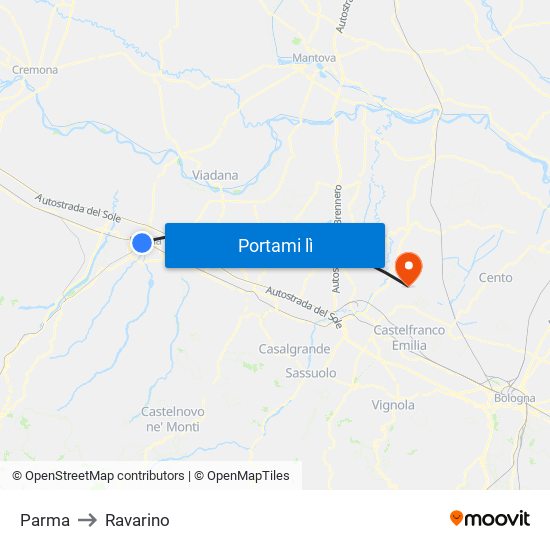 Parma to Ravarino map