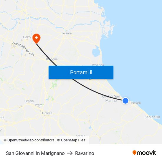 San Giovanni In Marignano to Ravarino map