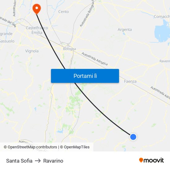 Santa Sofia to Ravarino map
