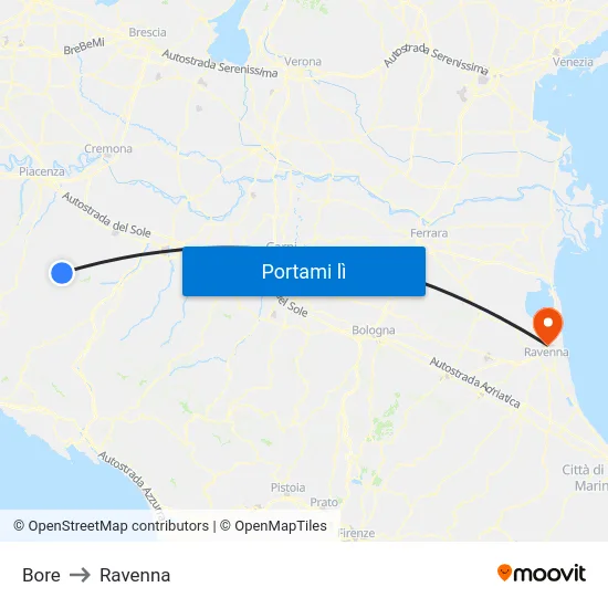 Bore to Ravenna map