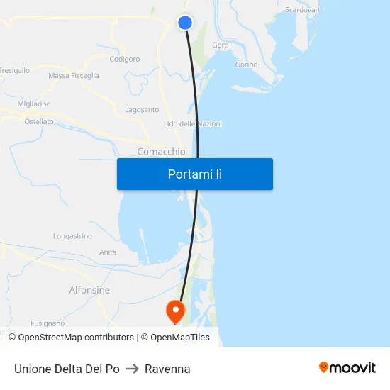 Unione Delta Del Po to Ravenna map