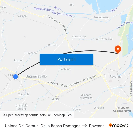 Unione Dei Comuni Della Bassa Romagna to Ravenna map