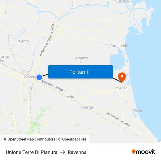 Unione Terre Di Pianura to Ravenna map