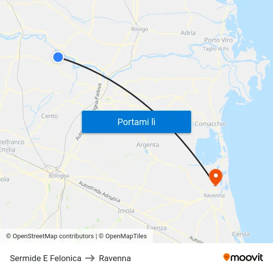 Sermide E Felonica to Ravenna map