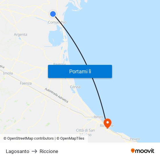 Lagosanto to Riccione map