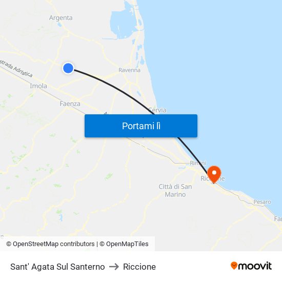Sant' Agata Sul Santerno to Riccione map